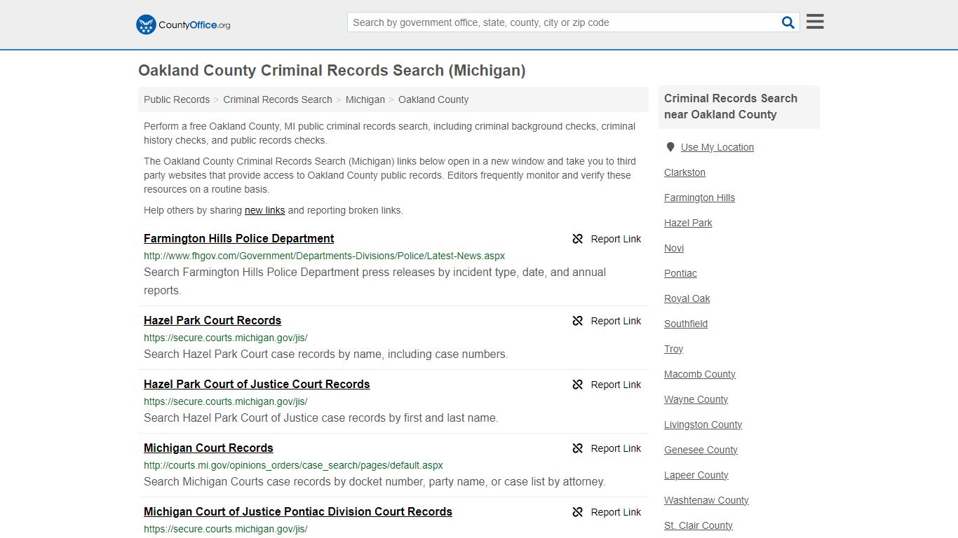 Oakland County Criminal Records Search (Michigan) - County Office